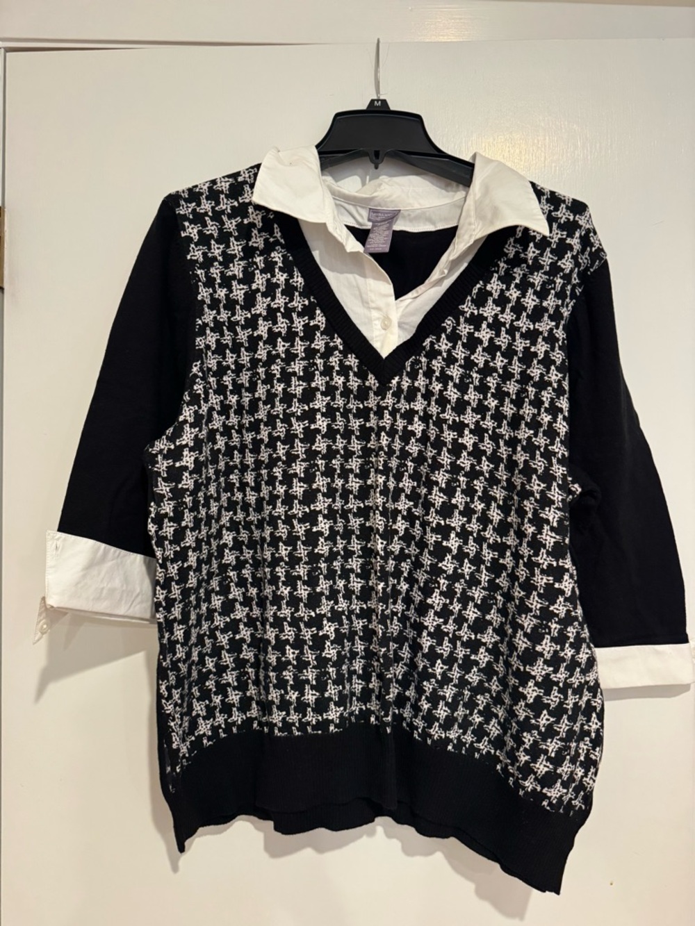 Laura Scott Black Sweater Vest with White Shirt Collar